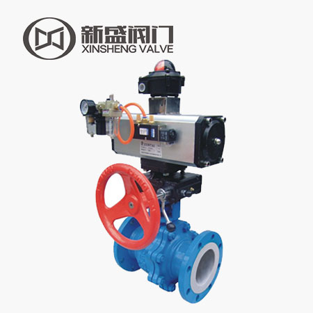 Fluorine-butterfly pneumatic flanged ball valves